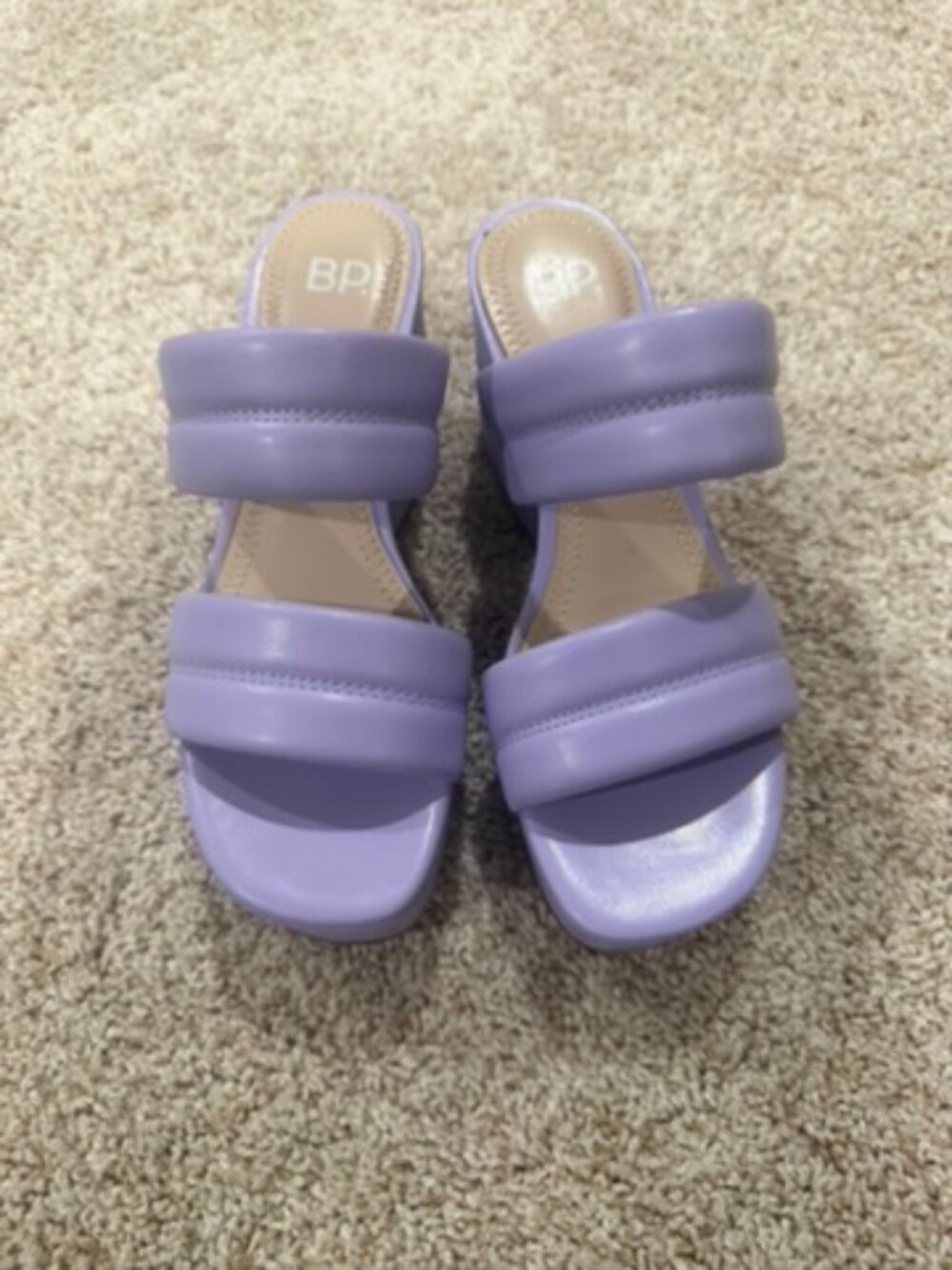 NWT BP. Raquelle Lavender Puffy Two-Strap Platform Wedge Sandals Size 5